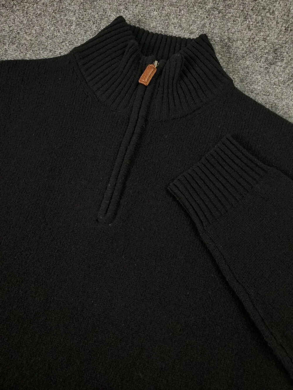 J Crew Lambs Wool Sweater Mens Large Quarter Zip Pullover Black Mock Neck